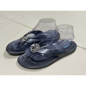 Oka-B Womens Beach Flip Flops Comfort Sandals Gray Size M (7/8) Sand Dollar